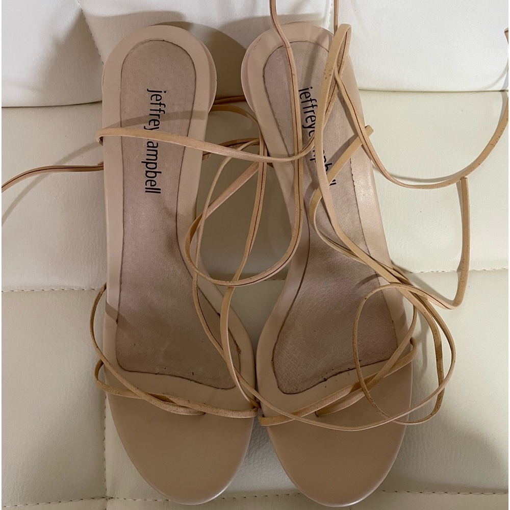 Jeffrey Campbell Nude Beige Lace-Up Strappy Heels